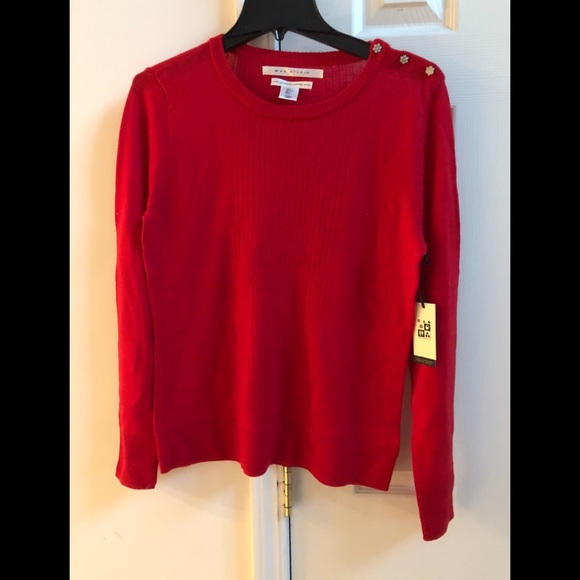 NWT MAX STUDIO Merino jewel rib button sweater L - Picture 5 of 7